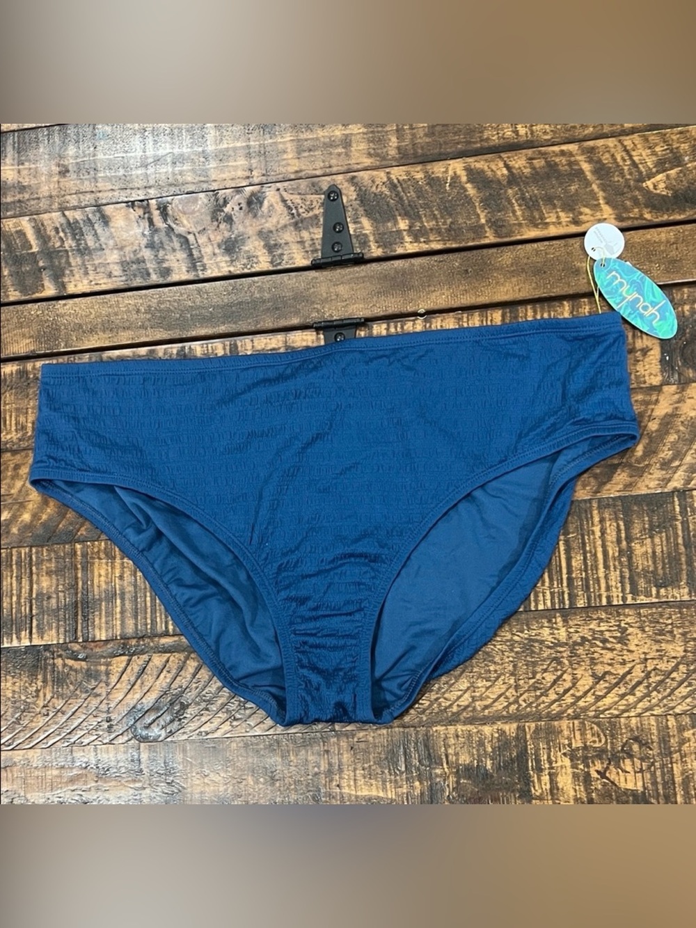 Blue Textured Bikini Bottoms